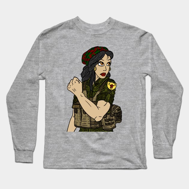 kurdistan, YPG women. kurdish power. Long Sleeve T-Shirt by JJadx